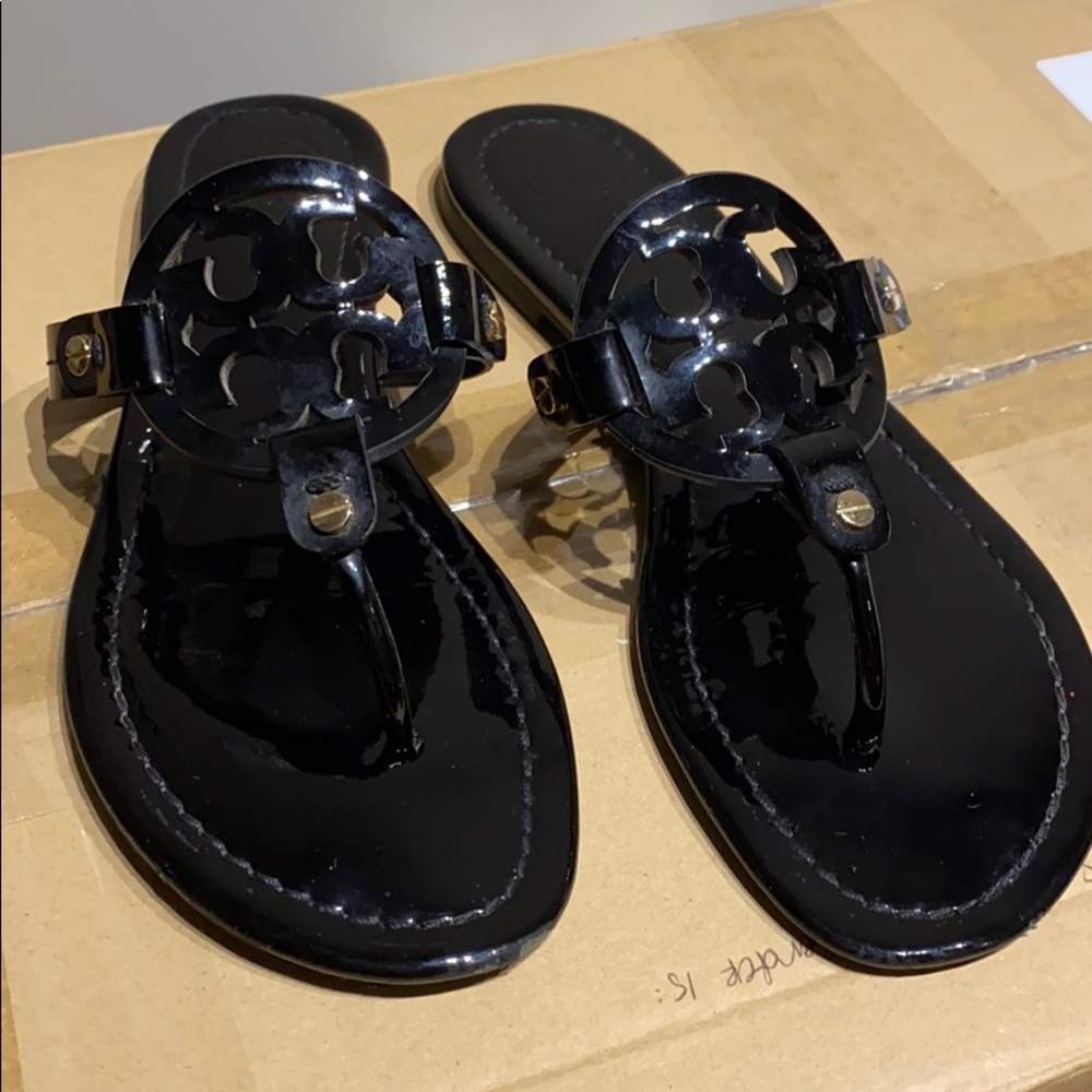 Black Patent Tory Burch Miller Sandals